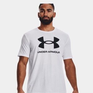 Under Armour Men's White and Black Logo Tee